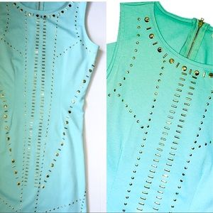 New baby blue mini stud sequin embellished dress